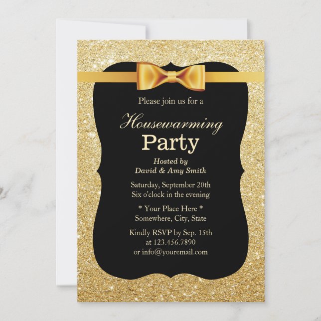 Luxus Gold Glitzer Background Housewarming Party Einladung (Vorderseite)