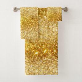 Luxus Gold Glitzer Badhandtuch Set