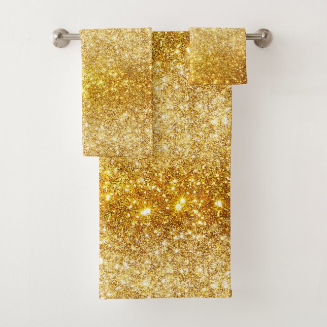 Luxus Gold Glitzer Badhandtuch Set (Insitu)