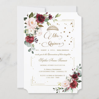 Luxus Gold Glitzer Floral Mis Quince Quinceañera Einladung