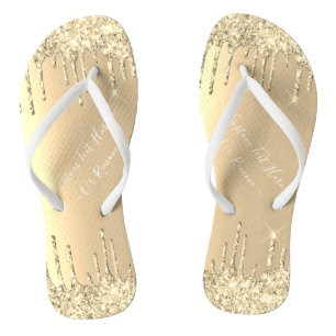 Luxus Gold Glitzer Golden Sparkle Tropfen Ihr Text Flip Flops