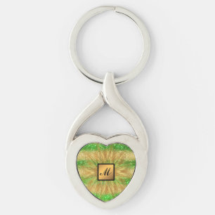 Luxus Gold Glitzer Green Mit Monogramm Geschenk Schlüsselanhänger
