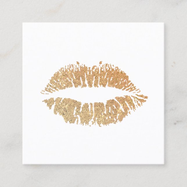 Luxus Gold Glitzer Lips Print Makeup Artist Quadratische Visitenkarte (Vorderseite)