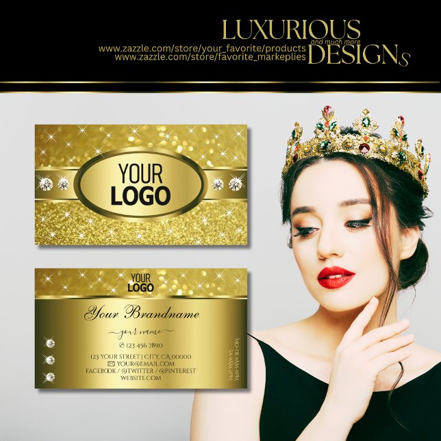 Luxus Gold Glitzer Luminous Diamonds und Logo Visitenkarte (Von Creator hochgeladen)