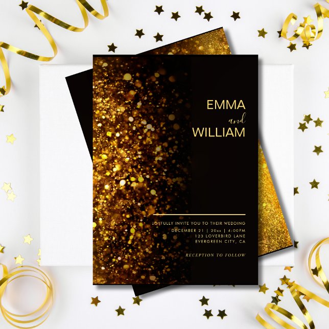 Luxus Gold Glitzer Minimalistisch Moderne Hochzeit Einladung (Luxury Gold Glitter Minimalist Modern Wedding Invitation )