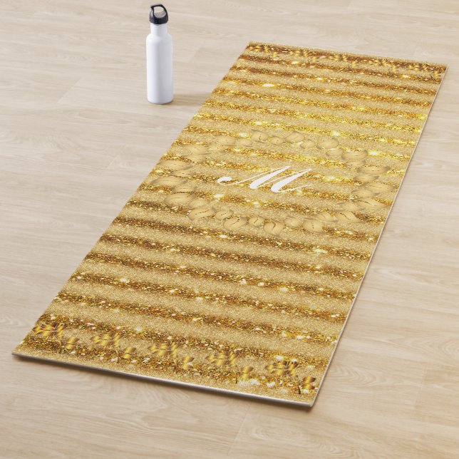 Luxus Gold Glitzer Mit Monogramm Geschenk Yogamatte (Beispiel)