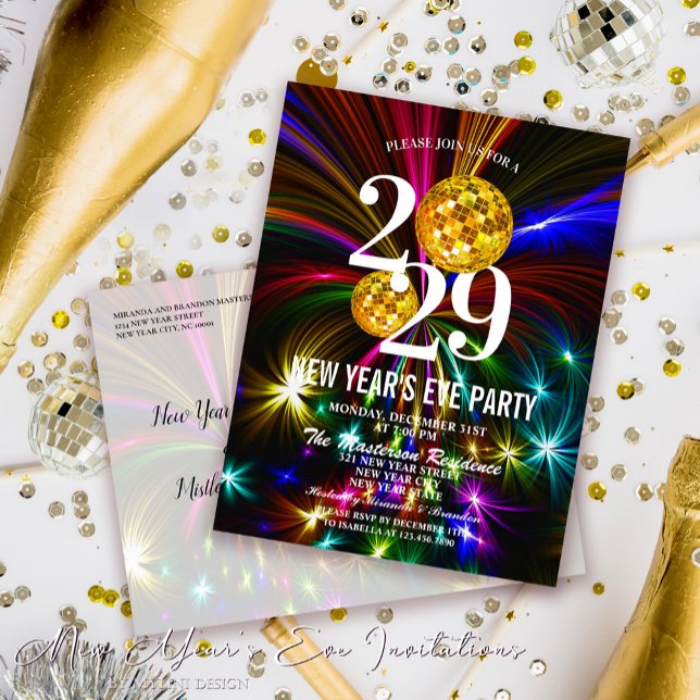 Luxus Gold Glitzer Silvester Party Einladung Postkarte (Von Creator hochgeladen)