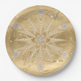 Luxus Gold Glitzer Snowflake Diamond Pappteller