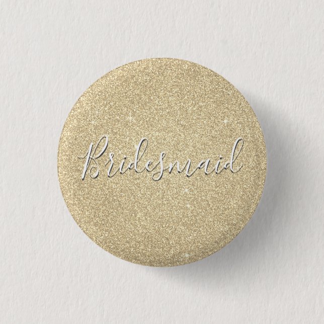 Luxus Gold Glitzer & Sparkle Bridesmaid Button (Vorderseite)