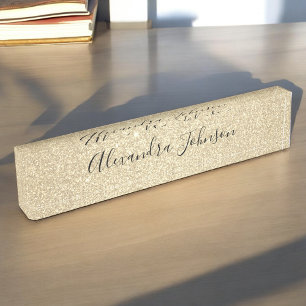 Luxus Gold Glitzer Sparkle Girly Modern Namensplakette