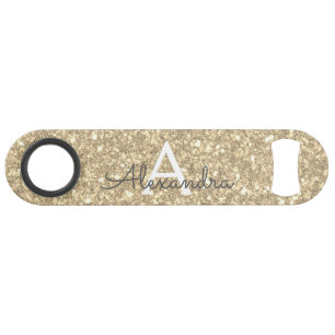 Luxus Gold Glitzer & Sparkle Monogram Speed Flaschenöffner