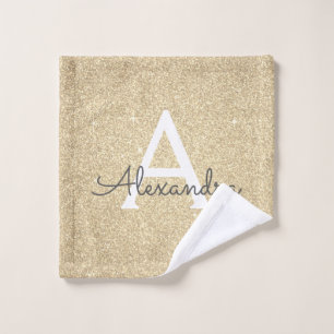 Luxus Gold Glitzer & Sparkle Monogram Waschlappen