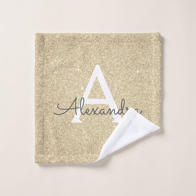 Luxus Gold Glitzer & Sparkle Monogram Waschlappen (Waschlappen)