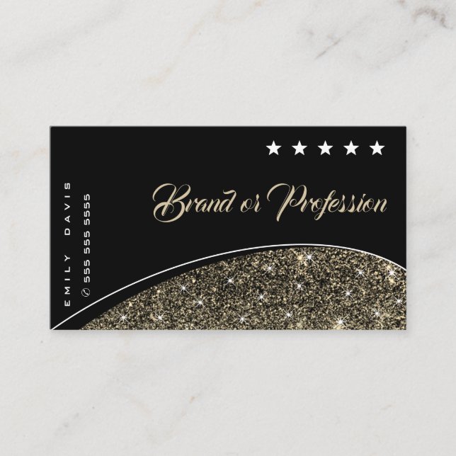 Luxus Gold Glitzer Sparkle Stars Beruflich Visitenkarte (Vorderseite)