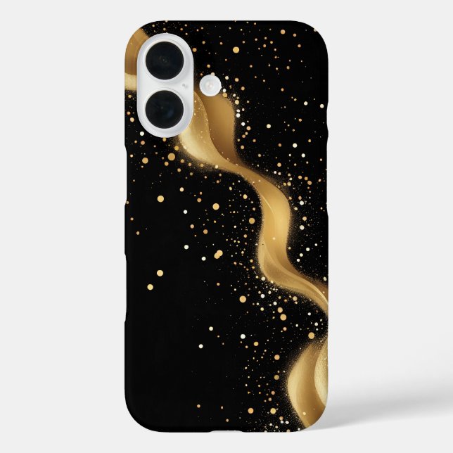 Luxus Gold Glitzer Staub Abstrakte Kunst iPhone 16 Hülle (Rückseite)