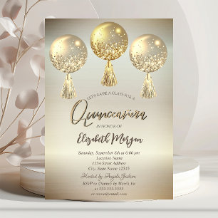 Luxus Gold Glitzer Tropfen Balloons Quinceañera Einladung