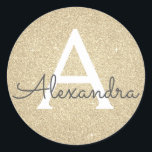 Luxus Gold Glitzer und Sparkle Monogram Runder Aufkleber<br><div class="desc">Luxuriöse Gold Imitate Glitzer und Sparkle Elegant Umschlag von Gevor Siegel Sticker. Dieser Aufkleber kann so angepasst werden,  dass er Ihren Anfangs- und Vornamen für ein Geschenkpaket enthält.</div>