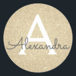 Luxus Gold Glitzer und Sparkle Monogram Runder Aufkleber<br><div class="desc">Luxuriöse Gold Imitate Glitzer und Sparkle Elegant Umschlag von Gevor Siegel Sticker. Dieser Aufkleber kann so angepasst werden,  dass er Ihren Anfangs- und Vornamen für ein Geschenkpaket enthält.</div>