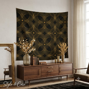 Luxus-Gold-Guilloché-Nahtloses-Muster-Teppich Wandteppich