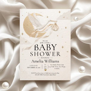 Luxus-Gold-Himmelsstorch-Mond-Baby-Party Einladung