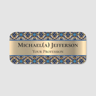 Luxus Gold im Auge: Royal Blue Baroque Style Namensschild