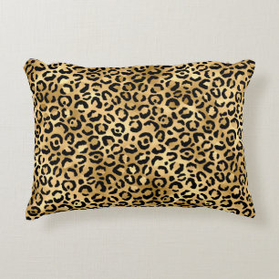 Luxus Gold Leopard Print Cosy Glam Animal Muster Dekokissen