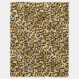 Luxus Gold Leopard Print Cosy Glam Animal Muster Fleecedecke