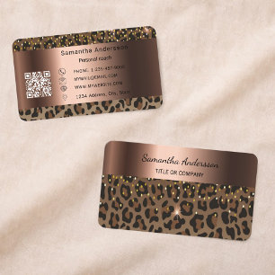 Luxus-Gold-Leopardenprint- QR-Code Visitenkarte