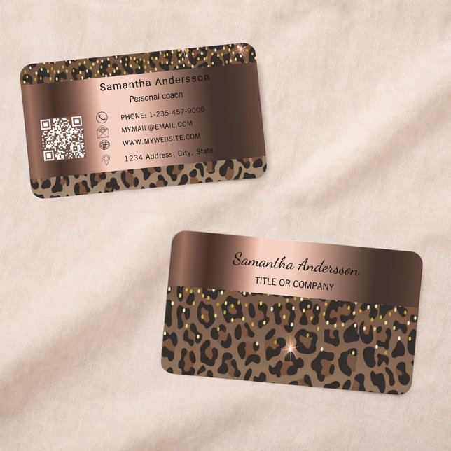 Luxus-Gold-Leopardenprint- QR-Code Visitenkarte (Von Creator hochgeladen)