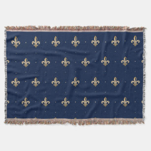 Luxus Gold Lilie Navy Decke
