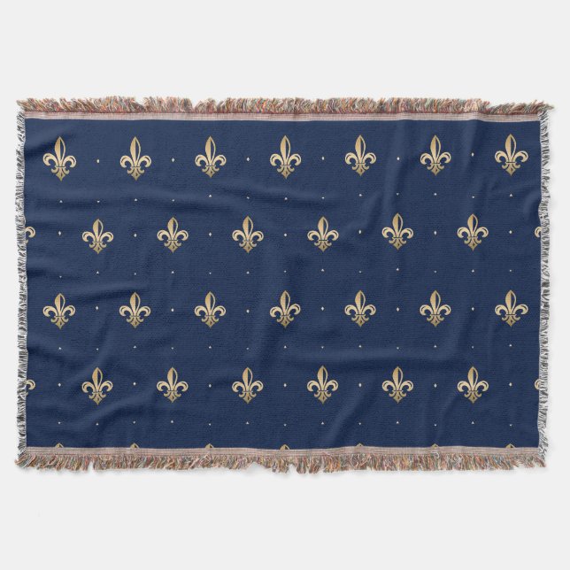 Luxus Gold Lilie Navy Decke (Vorderseite)