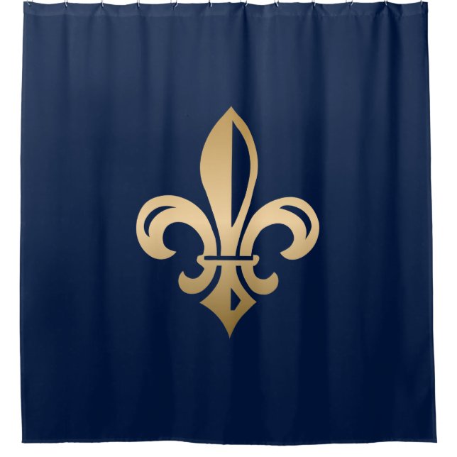 Luxus Gold Lilie Navy Duschvorhang (Vorderseite)