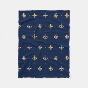 Luxus Gold Lilie Navy Fleecedecke