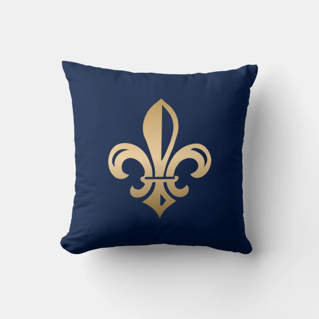 Luxus Gold Lilie Navy Kissen (Vorderseite)