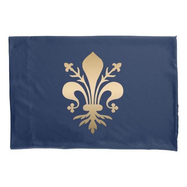 Luxus Gold Lilie Navy Kissenbezug (Vorderseite)