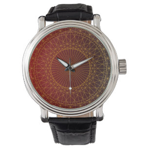 Luxus Gold Linie Kunst und rotes Farbverlauf Armbanduhr