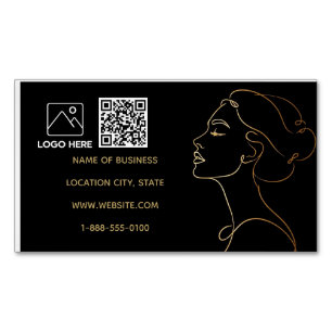 Luxus-Gold-Linienkunst-QR-Code-Geschäftskarte Magnetische Visitenkarte