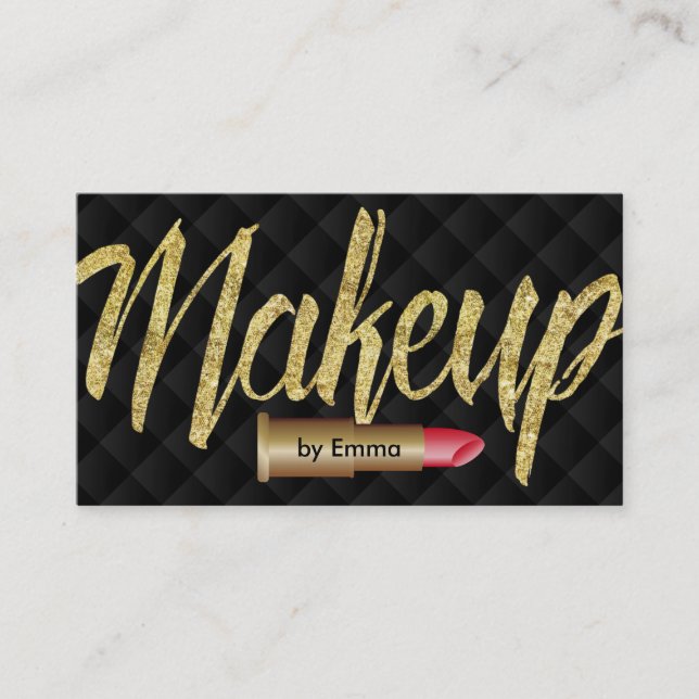 Luxus Gold Lipstick Modern Makeup Artist Visitenkarte (Vorderseite)