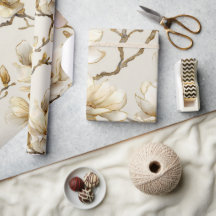 Luxus Gold Magnolie Perle Wasserfarbenmuster