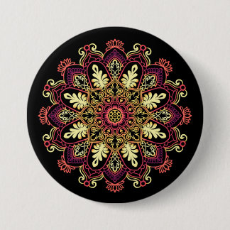 Luxus-Gold-Mandala - Goldenes ornamentales Lotus Button