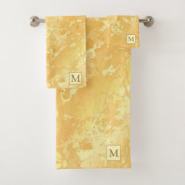 Luxus Gold Marmor Mit Monogramm Badhandtuch Set