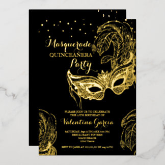 Luxus Gold Masquerade Quinceñera Einladung