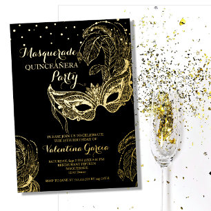 Luxus Gold Masquerade Quinceñera Einladung