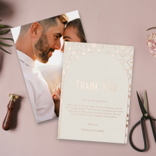 Luxus Gold Mittelmeer-Fliesen Hochzeit Danke Folieneinladung