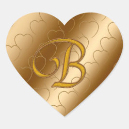 Luxus Gold Monogram B Herz-Aufkleber