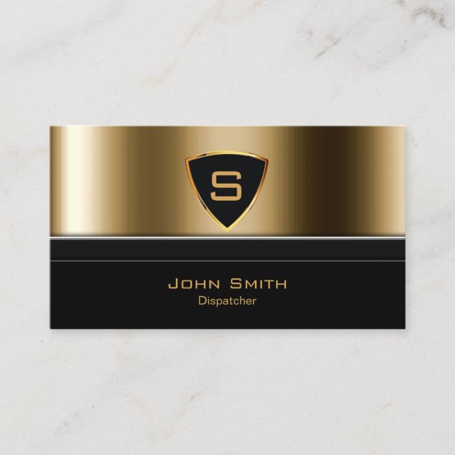 Luxus Gold Monogram Dispatcher Business Card Visitenkarte (Vorderseite)