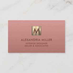Luxus Gold Monogram Rose Pink Visitenkarte