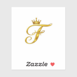 Luxus-Gold-Monogramm-Buchstabe F Royal Crown Aufkl Aufkleber