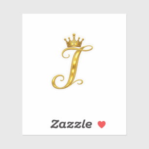 Luxus-Gold-Monogramm-Buchstabe I Royal Crown Aufkl Aufkleber
