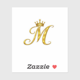 Luxus-Gold-Monogramm-Buchstabe M Royal Crown Aufkl Aufkleber